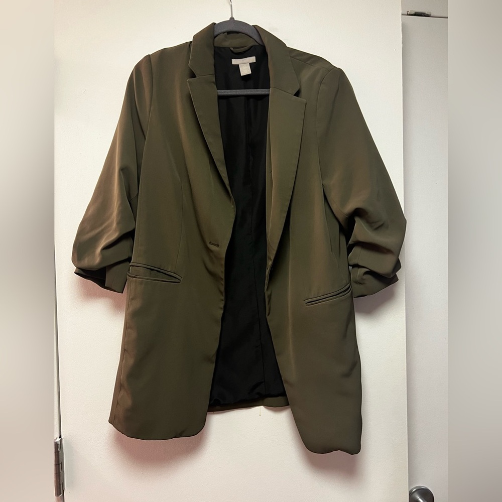 Military green blazer